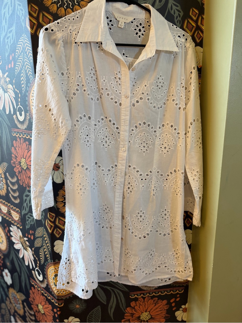 Adiva White Eyelet Button-Down Shirt